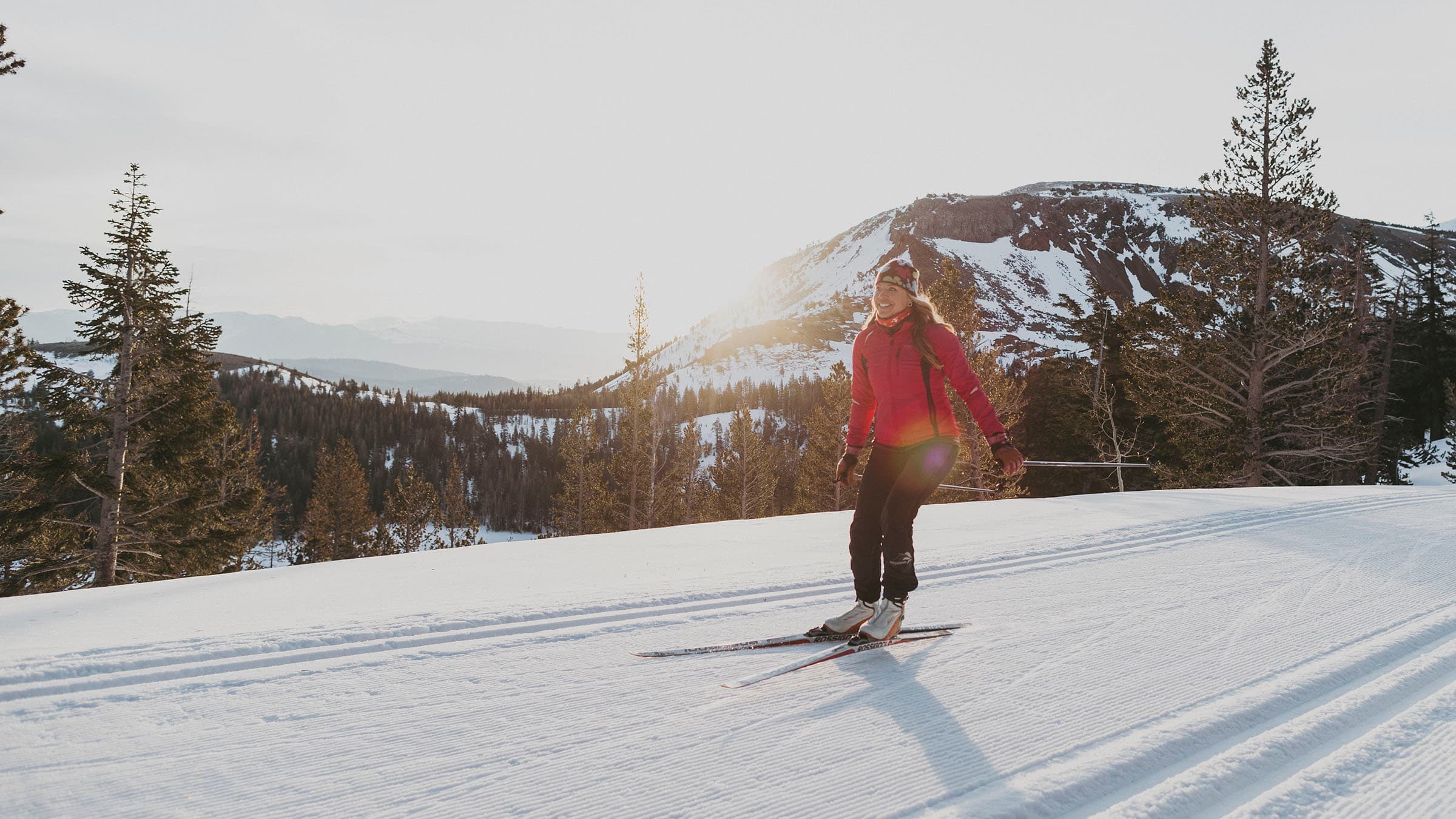 Woman cross-country skiing