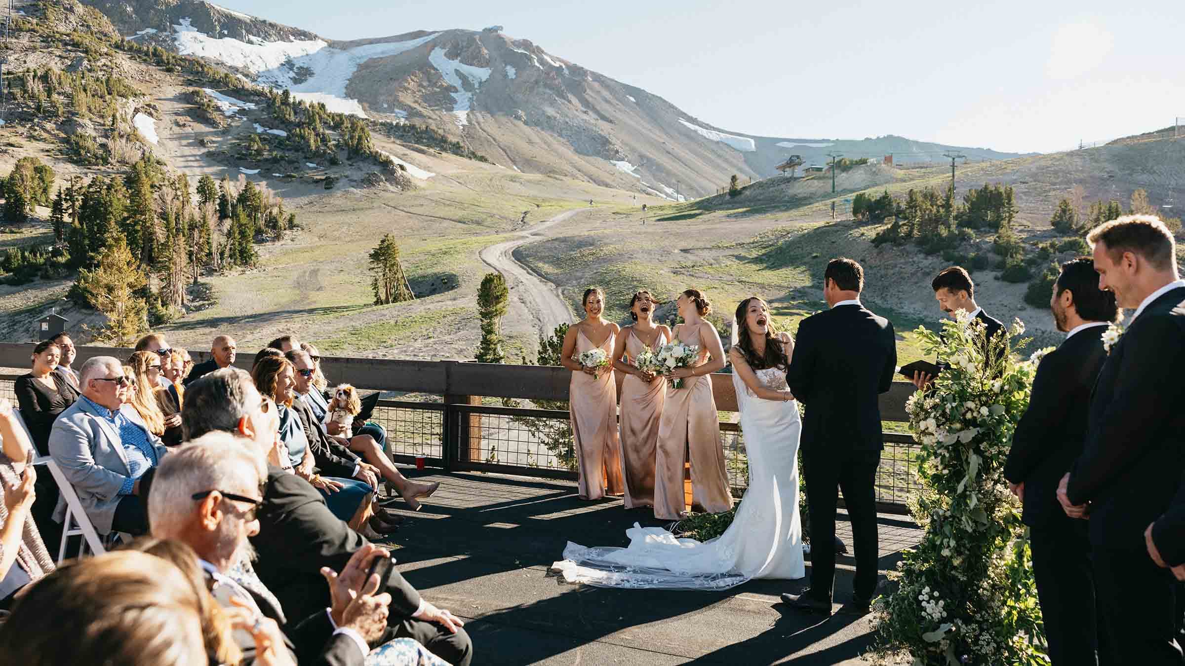 A couple exchange wedding vows at McCoy Station Wedding Venue